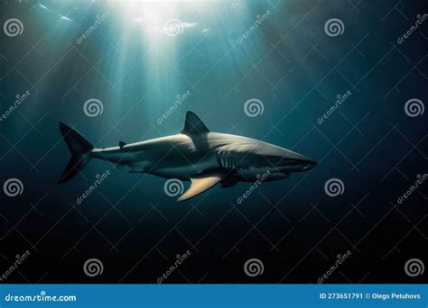 Illustrazione di uno squalo che nuota in mare aperto