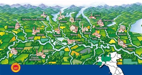 Mappa delle zone di produzione del Gorgonzola DOP
