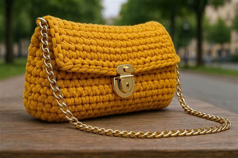 Borsa realizzata con fettuccia gialla burro