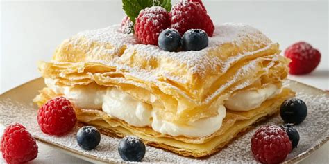 Strati di pasta sfoglia e crema pasticcera