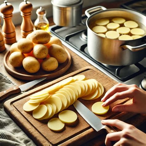 Patate affettate sottilmente per la pizza